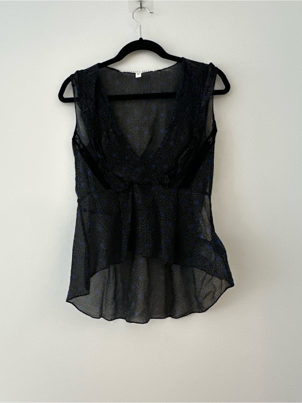 Veronica Beard Sheer Silk Polkadot Printed Blouse